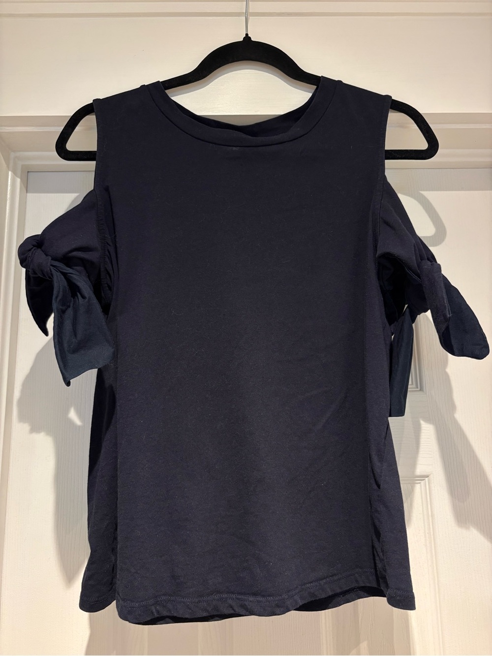 H&M Navy Cold-Shoulder Tie-Sleeve Tank Top